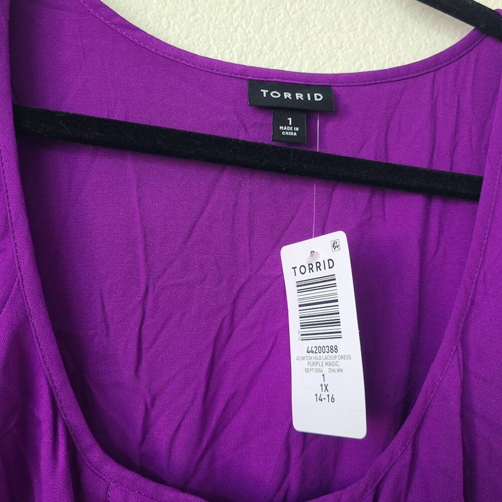 Torrid Halloween Hi Low Lace Up Witch Dress Costume Plus Size 1X Purple - Picture 6 of 8
